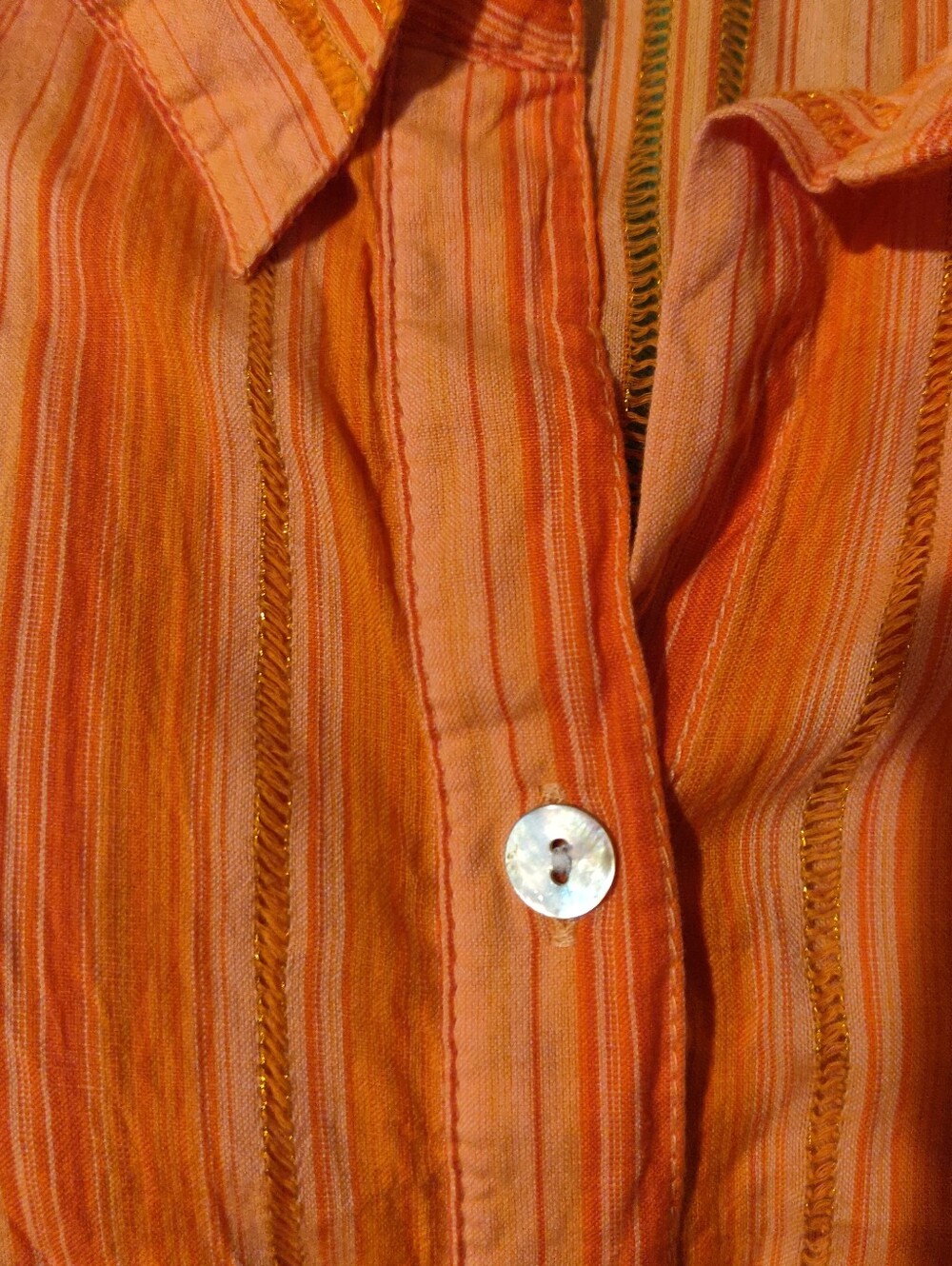 Women's Caribbean Joe Lightweight Short Sleeve Orange Top Size Med Cotton Lurex - Picture 3 of 4